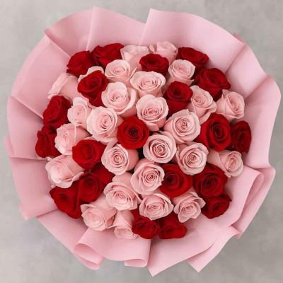 50ct Red and Pink Roses Bouquet