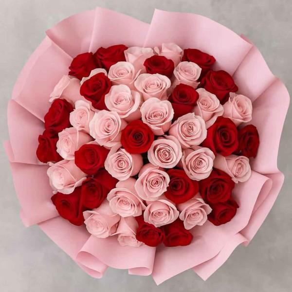 50ct Red and Pink Roses Bouquet