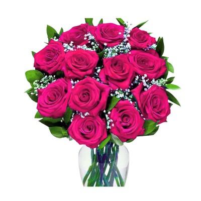 Hot Pink Roses 12ct